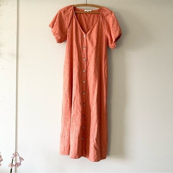 Madewell Eyelet Button-Front Midi Dress XXS‎ - Picture 2 of 7